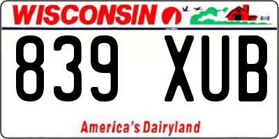 WI license plate 839XUB
