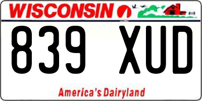 WI license plate 839XUD