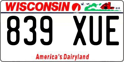 WI license plate 839XUE