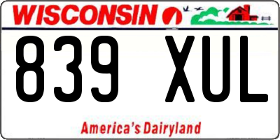 WI license plate 839XUL