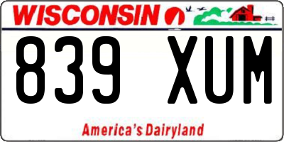 WI license plate 839XUM