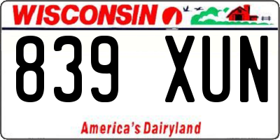 WI license plate 839XUN