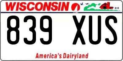 WI license plate 839XUS