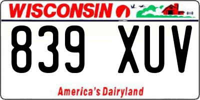 WI license plate 839XUV