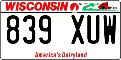 WI license plate 839XUW