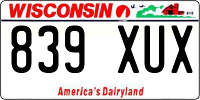 WI license plate 839XUX
