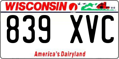 WI license plate 839XVC
