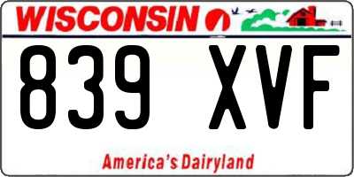 WI license plate 839XVF