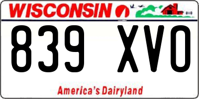 WI license plate 839XVO