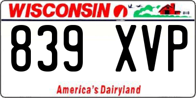 WI license plate 839XVP