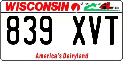 WI license plate 839XVT