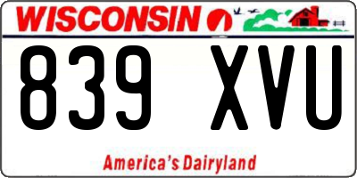 WI license plate 839XVU