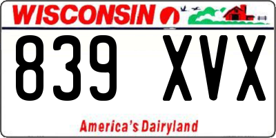 WI license plate 839XVX