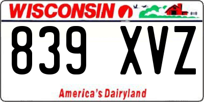 WI license plate 839XVZ