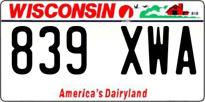 WI license plate 839XWA
