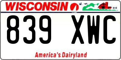 WI license plate 839XWC
