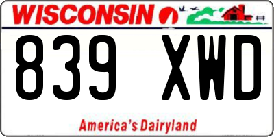 WI license plate 839XWD