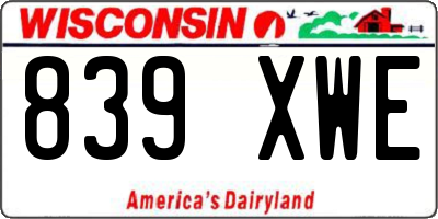 WI license plate 839XWE