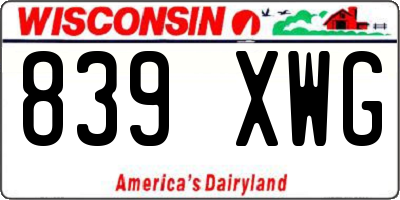 WI license plate 839XWG