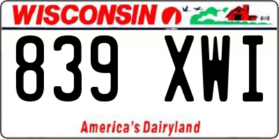 WI license plate 839XWI