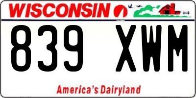 WI license plate 839XWM