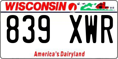 WI license plate 839XWR