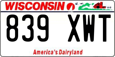 WI license plate 839XWT