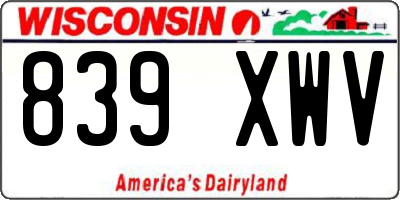WI license plate 839XWV