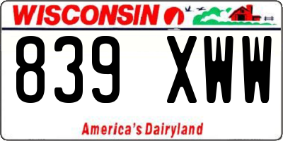 WI license plate 839XWW