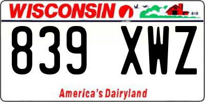 WI license plate 839XWZ