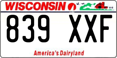 WI license plate 839XXF
