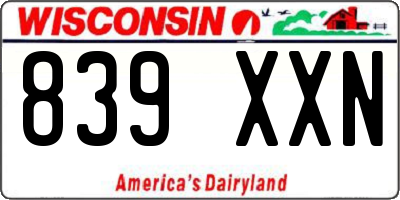 WI license plate 839XXN