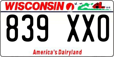 WI license plate 839XXO