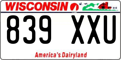 WI license plate 839XXU