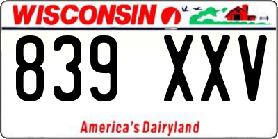 WI license plate 839XXV