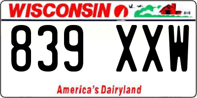 WI license plate 839XXW