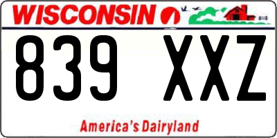WI license plate 839XXZ