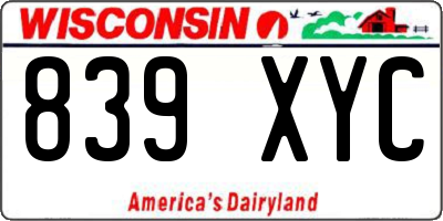 WI license plate 839XYC
