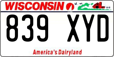 WI license plate 839XYD