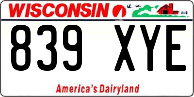 WI license plate 839XYE