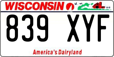 WI license plate 839XYF