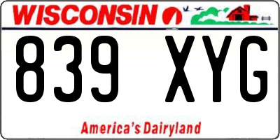 WI license plate 839XYG