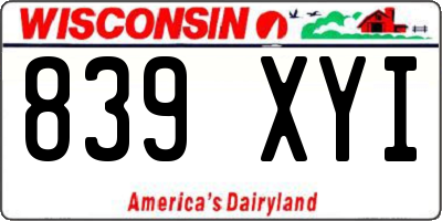 WI license plate 839XYI