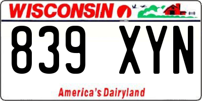 WI license plate 839XYN