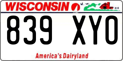 WI license plate 839XYO