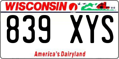 WI license plate 839XYS