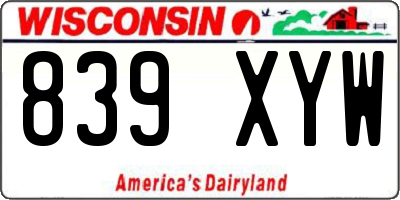 WI license plate 839XYW