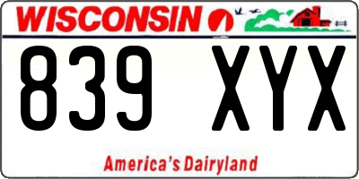 WI license plate 839XYX