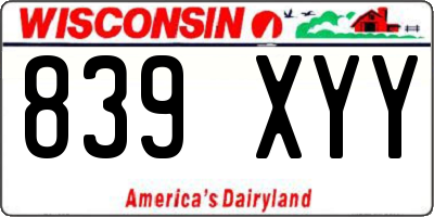 WI license plate 839XYY