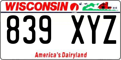 WI license plate 839XYZ